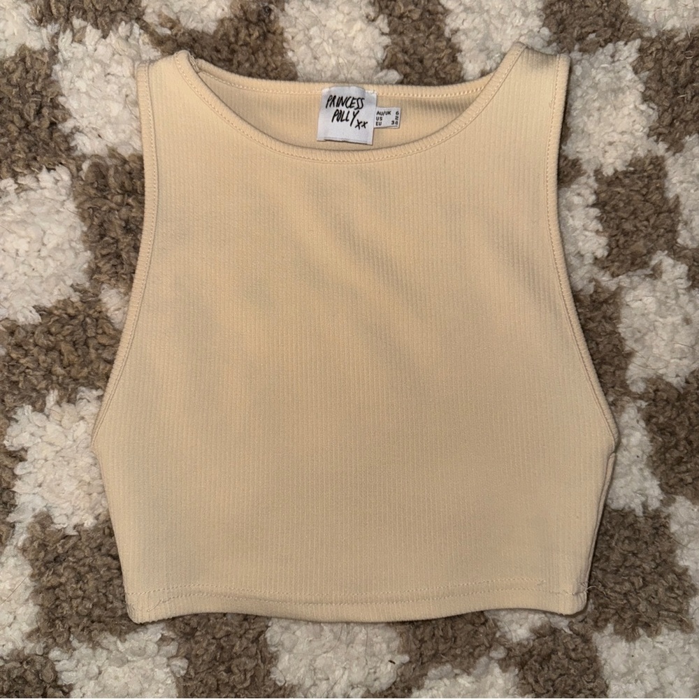Princess Polly cream crop tank